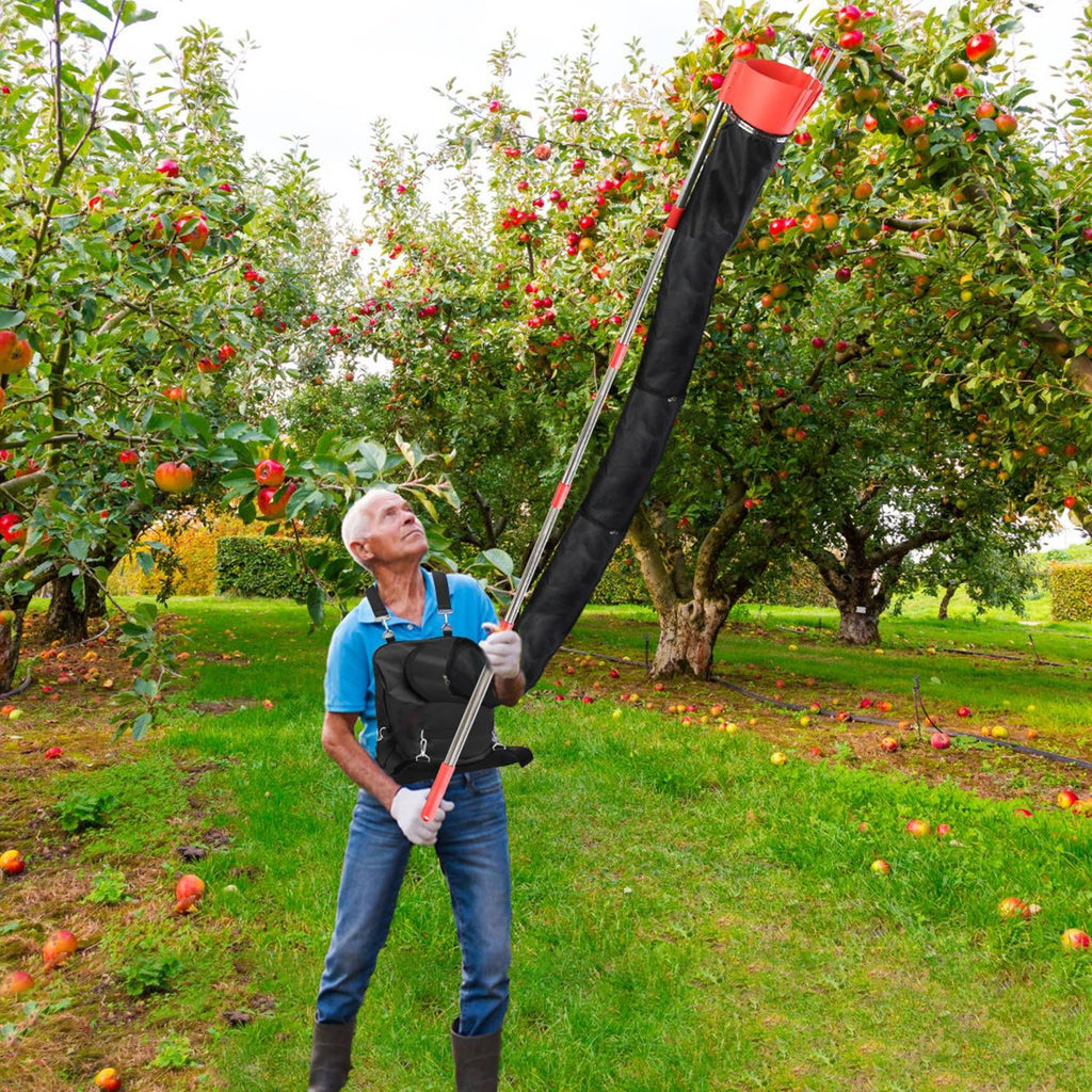 13.43FT High Reach Fruit Picker Pole with Harvest Bag Heavy Duty Fruit Picking Tool with Basket Funnels Collection Bag for Mango Avocado Lemon Apples Pears