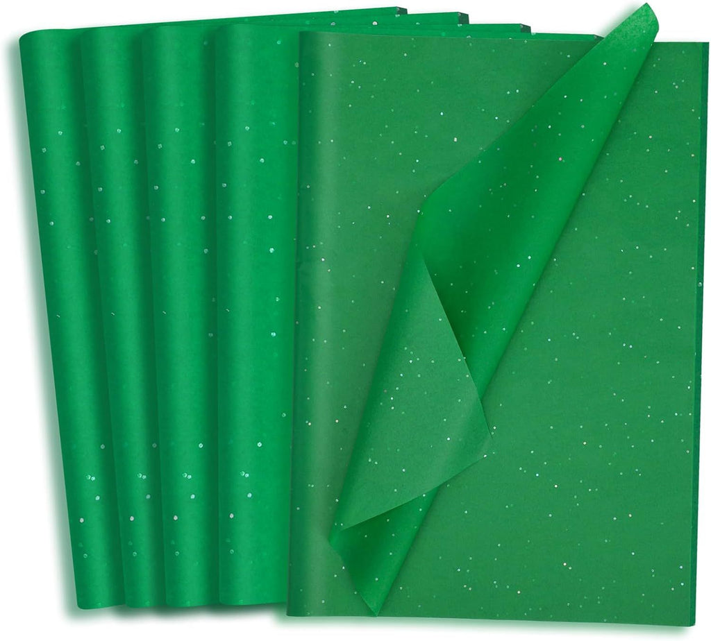 135 Sheets Green Tissue Paper for Gift Bags 20 x 14 Inch Glitter Tissue Paper Bulk for Art DIY Crafts Christmas Wedding Birthday Holiday Decor