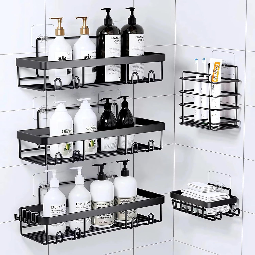 14-Pack Shower Caddy Adhesive Single Hooks for Replacement, Shower Holder Organizer Self Adhesive Wall Hooks for Bathroom Corner Shelf Basket Soap Dish