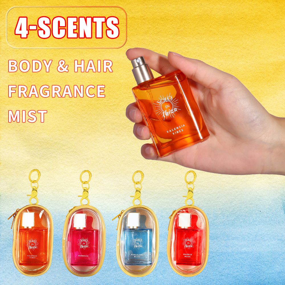 1/4-Piece Fruity Perfume  for Women, Travel-Sized Mini Fragrances with Pouch | Long-Lasting Gourmand Scents for Date Night, Vacation & Gift Giving