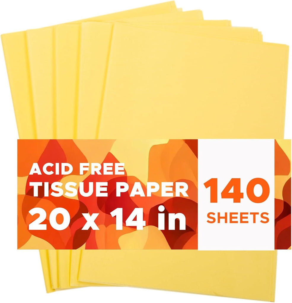 140 Sheets Yellow Tissue Paper for Gift Bags14 x 20 Inches Yellow Wrapping Paper Bulk for Weddings Birthday DIY Project Festival Wrapping Crafts Decor