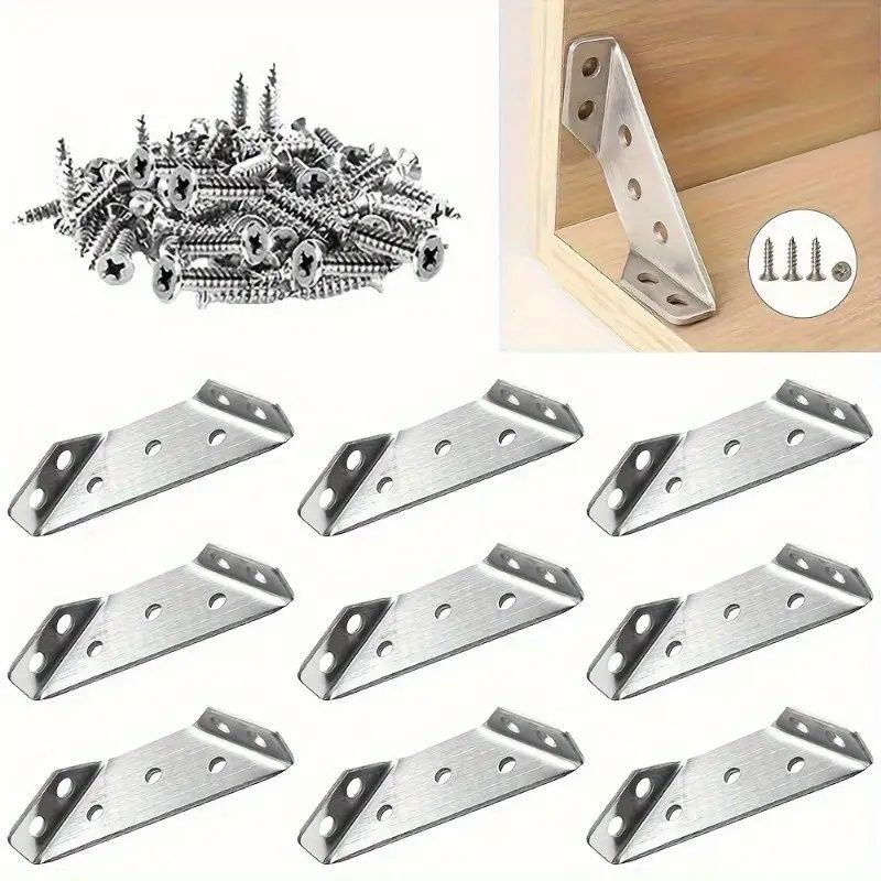 140pcs Heavy Duty Angle Brackets with Screws - 90° Angle Brackets, Scratch Resistant, Easy to Install on Furniture and Wooden Frames