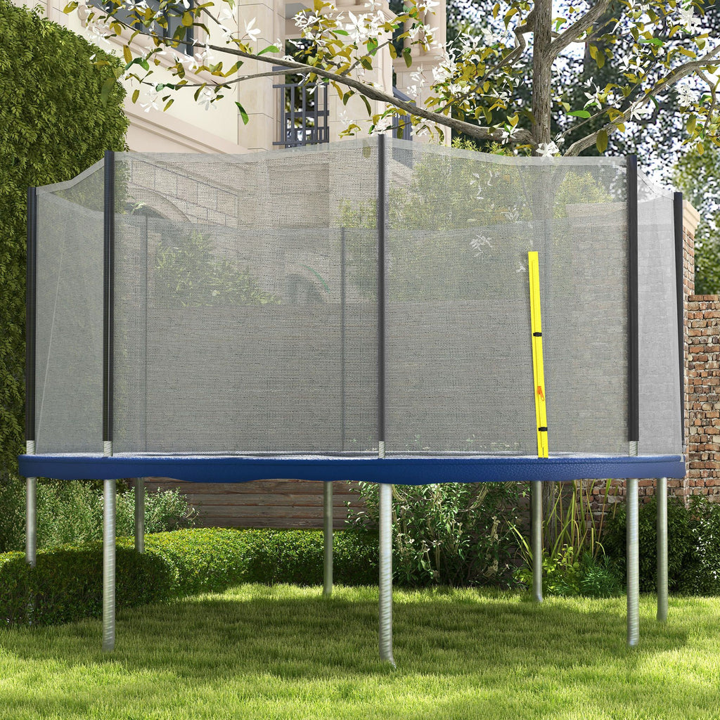 14ft Round Trampoline Safety Net Enclosure with 8 Straight Poles Weather-Resistant Yellow