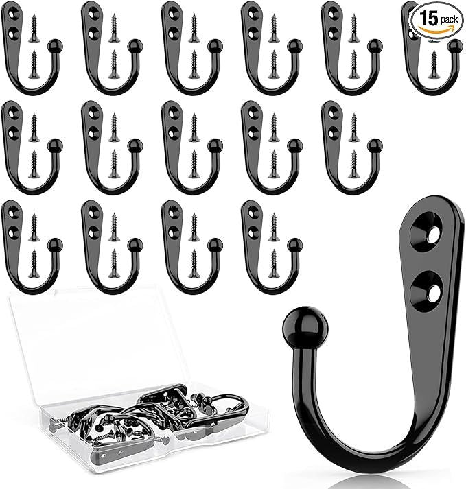 15 Pcs Coat Hooks  Wall Hooks for Closet Hanging Room