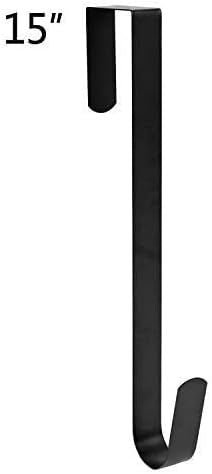 15" Wreath Hanger for Front Door,Sturdy Steel Wreath Door Hanger,Over The Door Hanger Hook (Black,1)