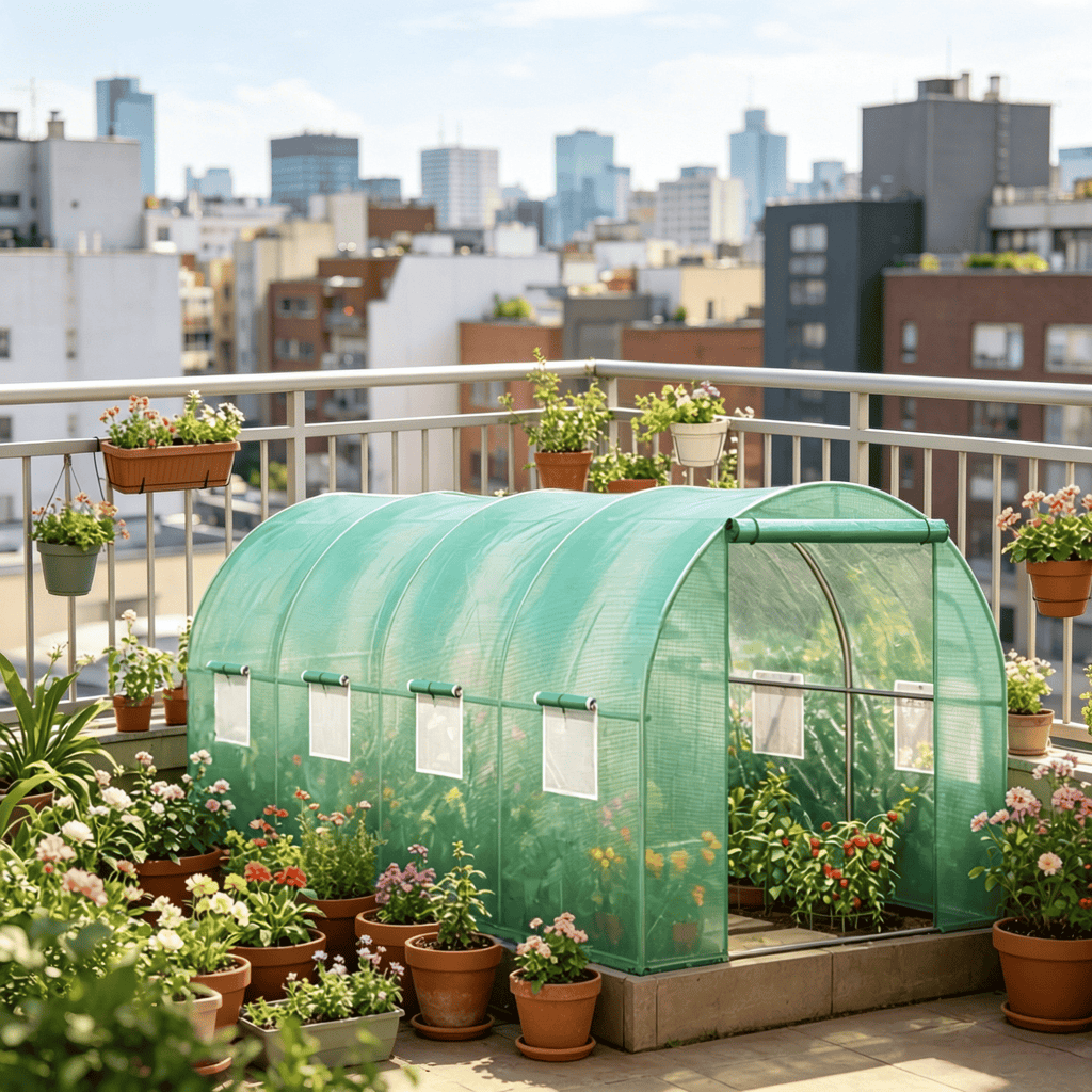 15' X 7' X 6.5' Walk-in Tunnel Hoop Greenhouse Steel Frame with PE Cover Roll-Up Zipper Door & Windows for Growing Flowers Vegetables Tropical Plants