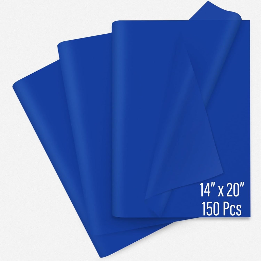 150 Sheets Blue Tissue Paper for Gift Bags Bulk 14x20 Inch- Blue Christmas Tissue Paper Sheets for Elegant Gift Wrapping, Bouquet, Baby Shower, Christmas Gifts, DIY, Holiday & Xmas Decorations