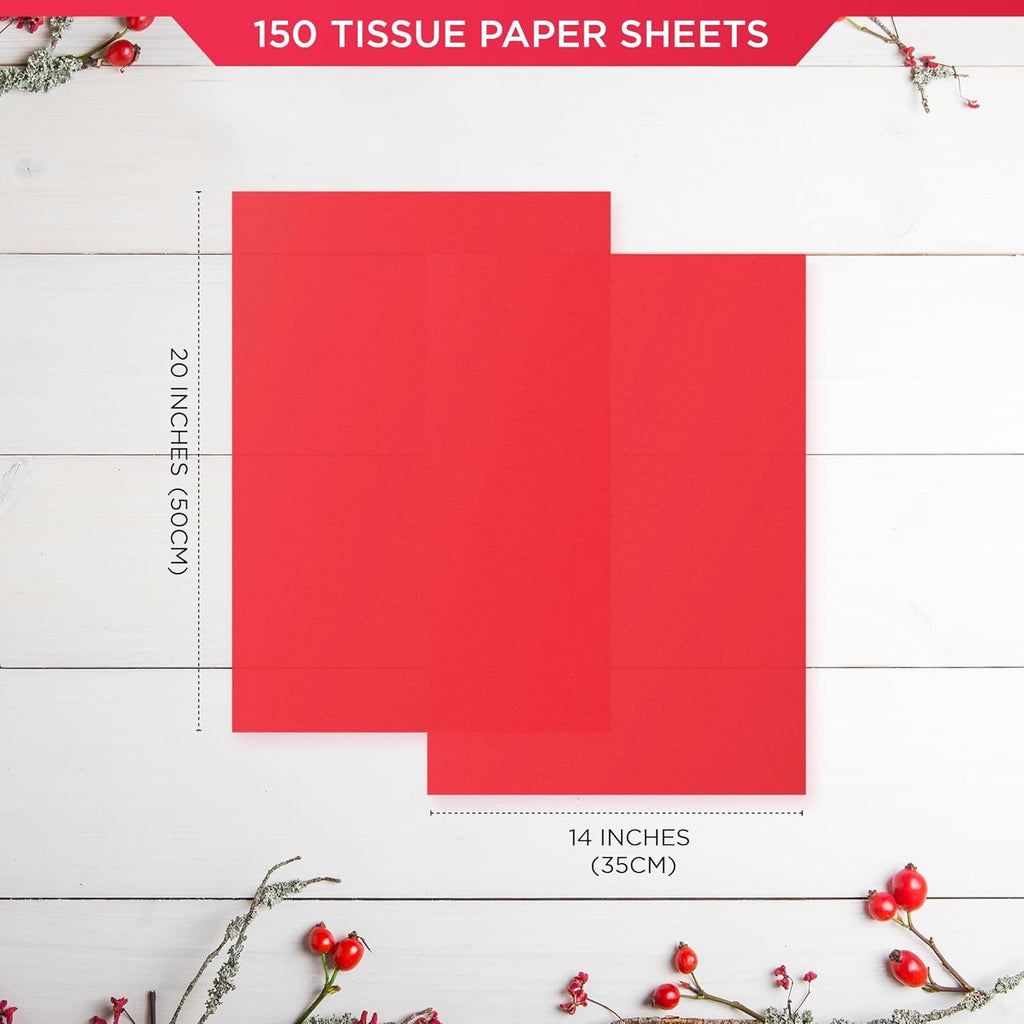 150 Sheets Red Tissue Paper for Gift Bags Bulk 14 x 20 Inch - Red Christmas Wrapping Paper for Romantic Wrap, Christmas Gifts, Valentine's Day, Bouquet, Party, Holiday & Xmas Decorations