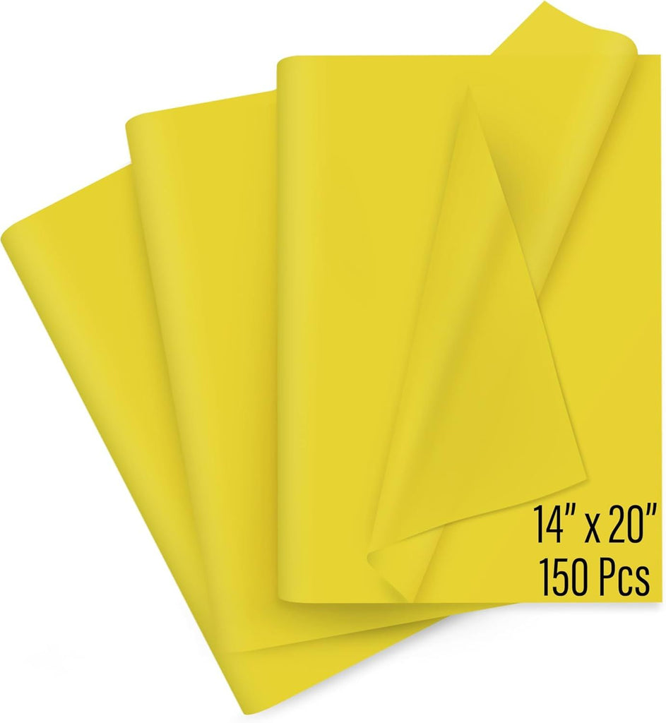 150 Sheets Yellow Tissue Paper for Gift Bags Bulk 14x20 Inch - Yellow Christmas Wrapping Paper for Gifts Wrap, Bouquet, Wedding, Birthday, DIY, Holiday, Thanksgiving & Christmas Decorations