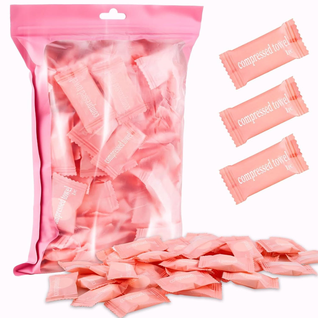 150Pcs Compressed Towel Tablets, Portable Mini Compressed Towels, Disposable Face Towel Washcloths for Travel, Beauty, Home Hand Wipes, Camping, Hiking, Outdoor Activities,Individually Wrapped MEQHUO
