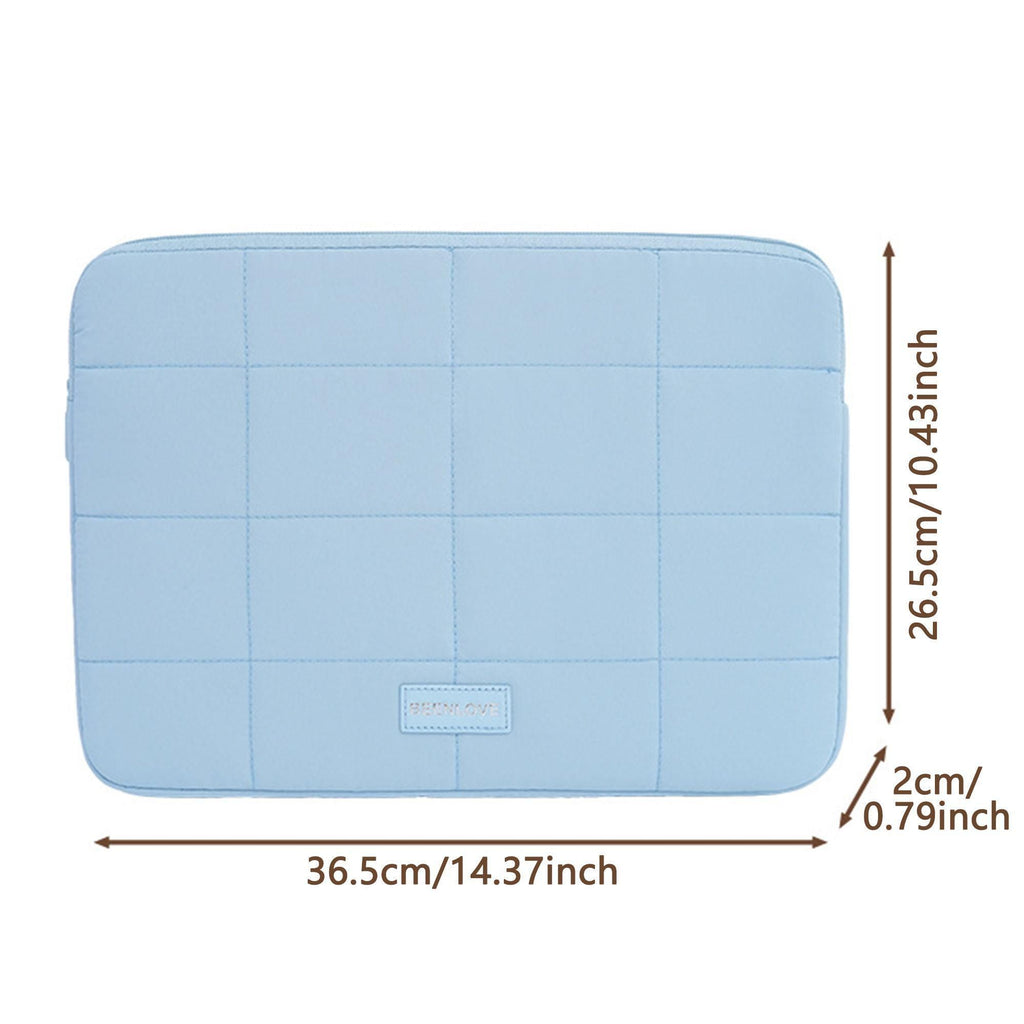 15.6 inch Macaron plaid computer storage bag, thickened cushioning fabric, iPad/tablet portable anti drop inner bag