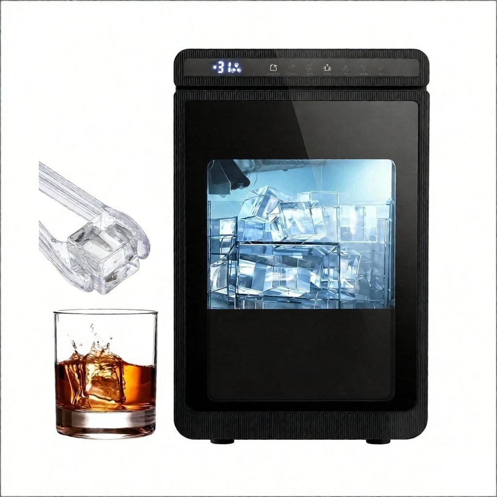 1.6 Inch Clear Ice Cube Maker Large Square Countertop Mold for Home Use