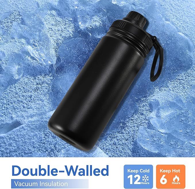 16 oz Kids Water Bottle for School Stainless Steel Double Wall Vacuum Insulated Water Bottle with Straw lids & Spout Lid, Leakproof BPA