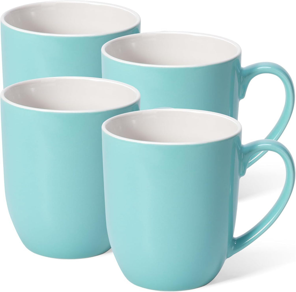 16 oz Large Coffee Mugs Set of 4 Ceramic Coffee Mug White Coffee Cups Tea Cups Idea Gift for Women Men House Warming Gifts New Home Office, Blue 4 Pack