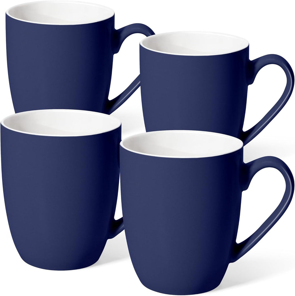 16 oz Large Coffee Mugs Set of 4 Ceramic Coffee Mug White Coffee Cups Tea Cups Idea Gift for Women Men House Warming Gifts New Home Office, Dark Blue 4 Pack