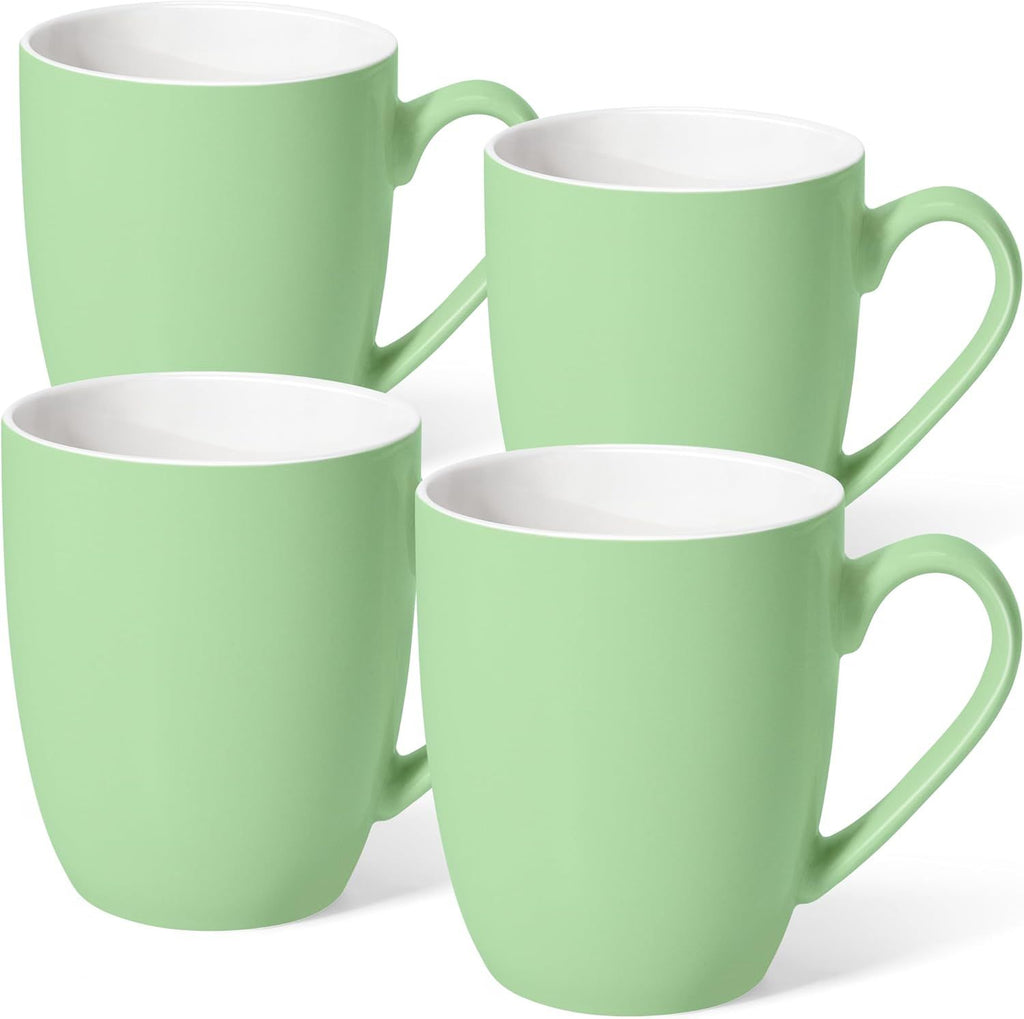 16 oz Large Coffee Mugs Set of 4 Ceramic Coffee Mug White Coffee Cups Tea Cups Idea Gift for Women Men House Warming Gifts New Home Office, Mint Green 4 Pack