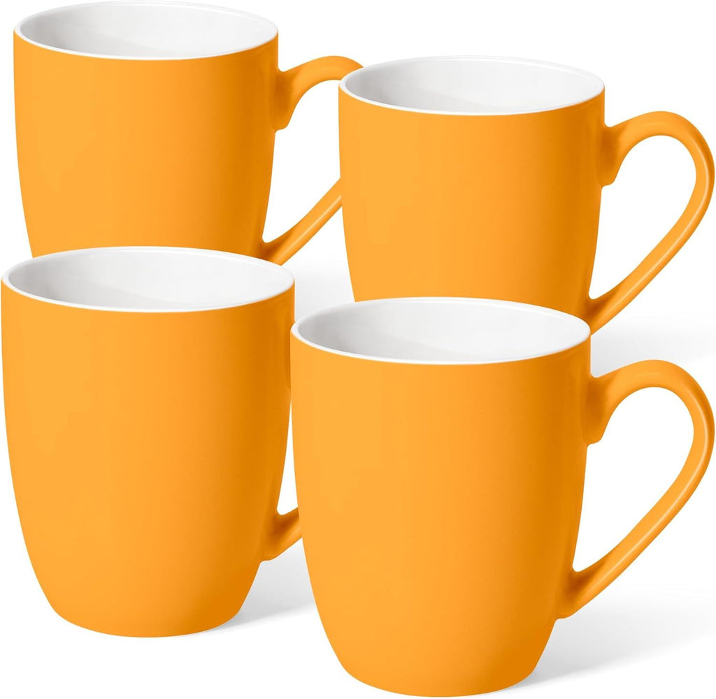 16 oz Large Coffee Mugs Set of 4 Ceramic Coffee Mug White Coffee Cups Tea Cups Idea Gift for Women Men House Warming Gifts New Home Office, Orange 4 Pack