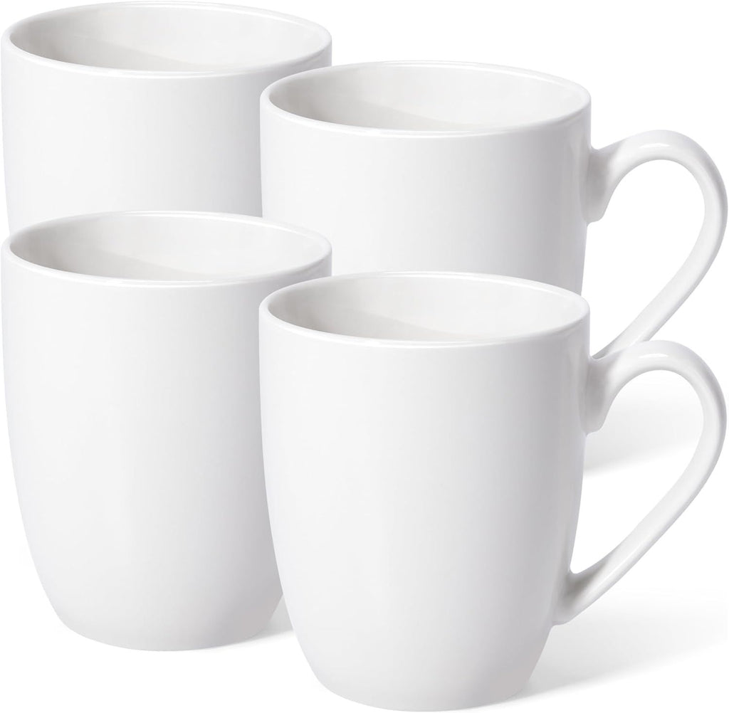 16 oz Large Coffee Mugs Set of 4 Ceramic Coffee Mug White Coffee Cups Tea Cups Idea Gift for Women Men House Warming Gifts New Home Office, White 4 Pack