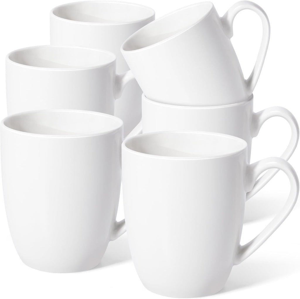 16 oz Large Coffee Mugs Set of 6 Ceramic Coffee Mug White Coffee Cups Tea Cups Idea Gift for Women Men House Warming Gifts New Home Office, White 6 Pack