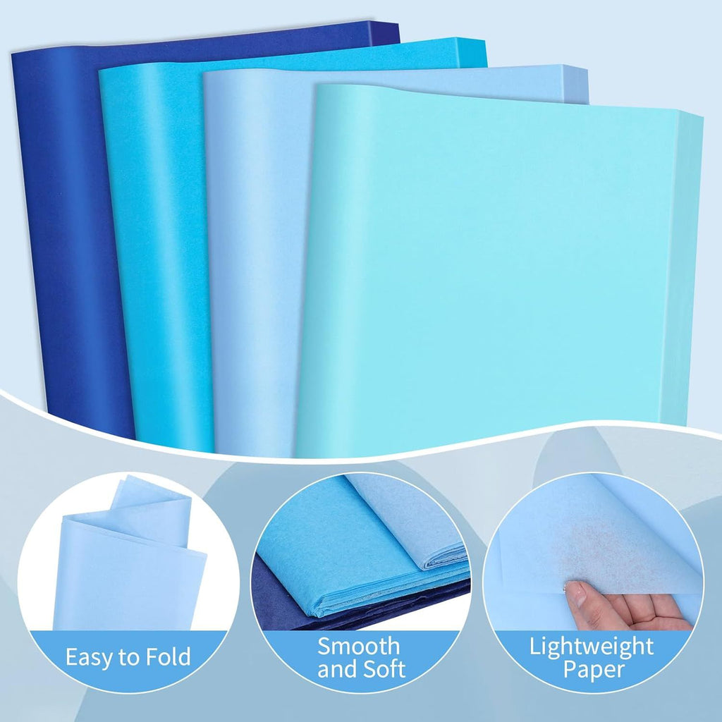160 Sheets Blue Tissue Paper for Gift Bags 20 X 14 Inches Baby Blue Wrapping Paper Bulk for Baby Shower Crafts Party Birthday Weddings Christmas Decorations