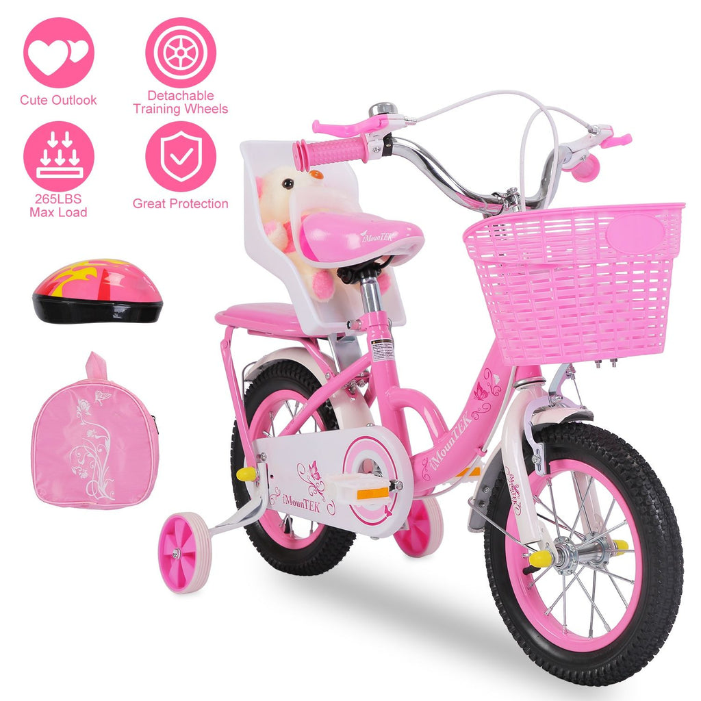 16in Carbon Steel Kid Bike with Backpack Streamers Helmet Detachable Training Wheels GPCT4048 16in