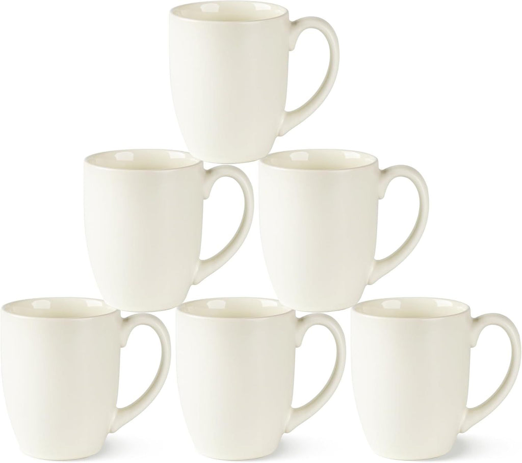 16oz Coffee Mugs Set of 6, Large Ceramic Coffee Mugs for Man, Woman, Dad, Mom, Modern Coffee Mugs with Handle for Tea/Latte/Cappuccino/Cocoa. Dishwasher&Microwave Safe, Light Beige