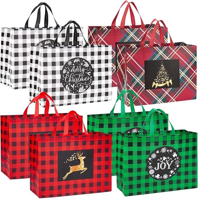 16PCS Extra Large Gift Bags - 16.9'12.6'7.1',Reusable Tote Bags with Handle Non-Woven Bags for Gifts Wrapping Holiday