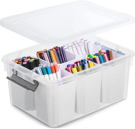 17 QT Plastic Storage Bins Clear Storage Box with Lids Multipurpose Stackable