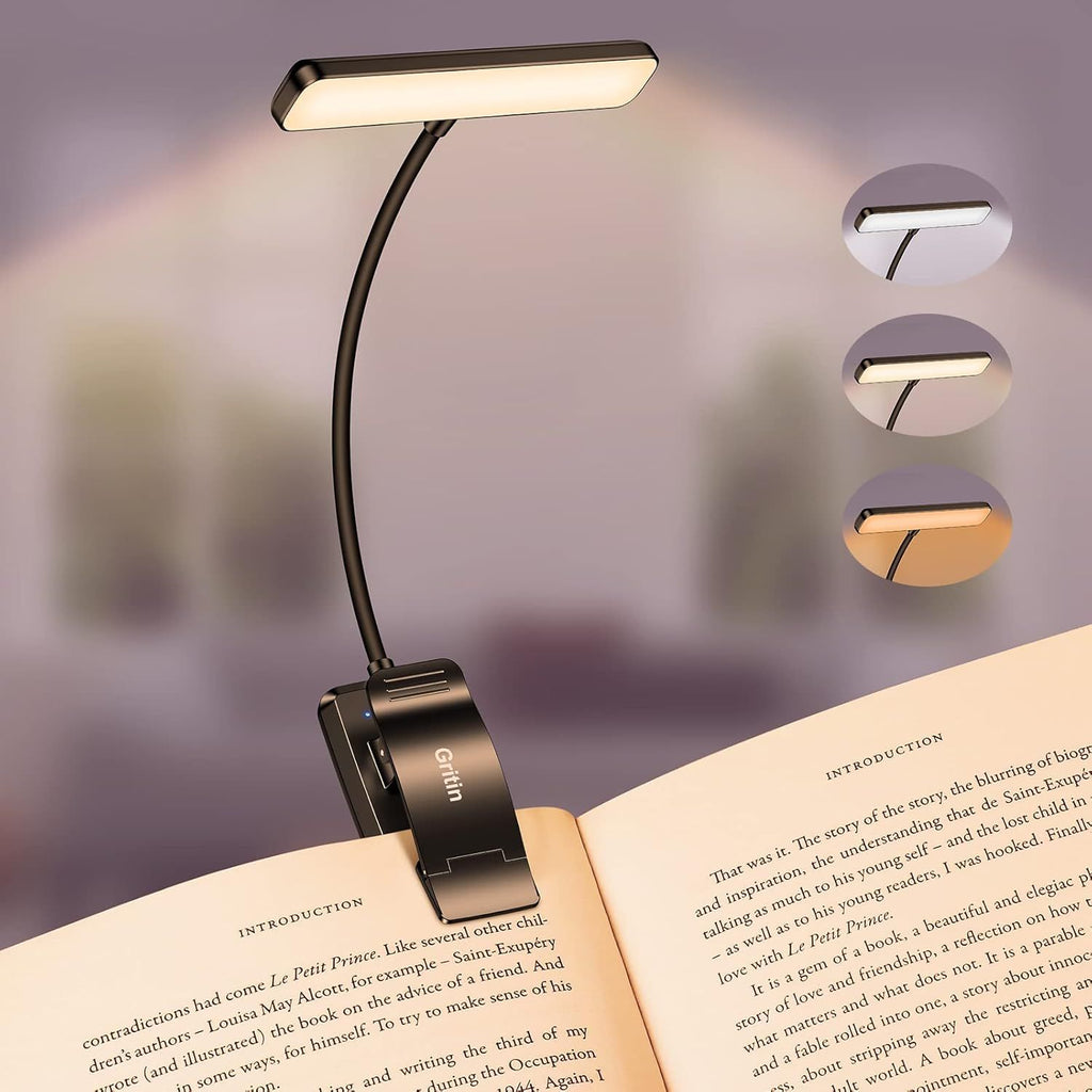 19-LED Rechargeable Book Light – Clip-On Reading Lamp with Memory Function, 3 Color Temperatures, Stepless Dimming, 80-Hour Runtime, Lightweight Eye-Caring Light
