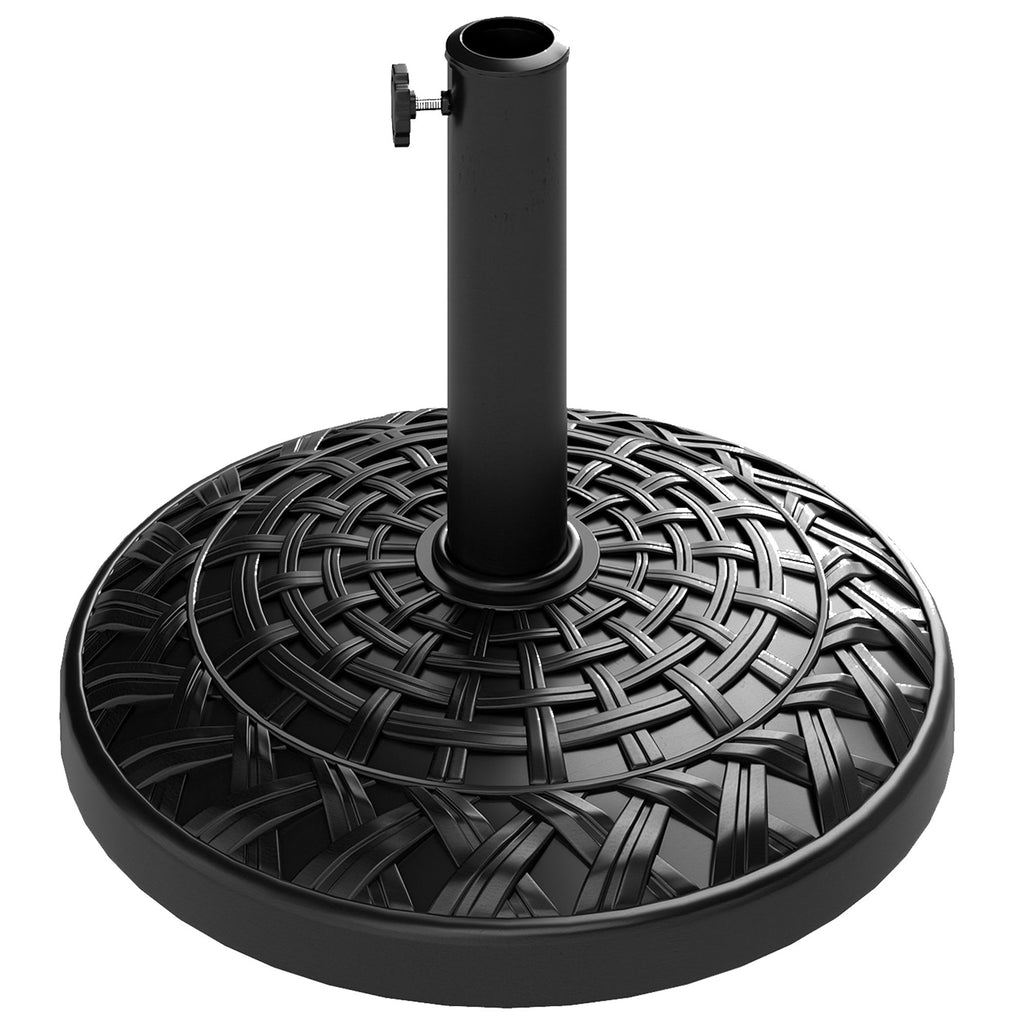 19" Patio Umbrella Base, 26 lbs Concrete Heavy Duty Umbrella Stand, Round Patio Umbrella Holder for 1.5"/1.9" Umbrella Poles for Outdoor, Lawn, Poolside, Black