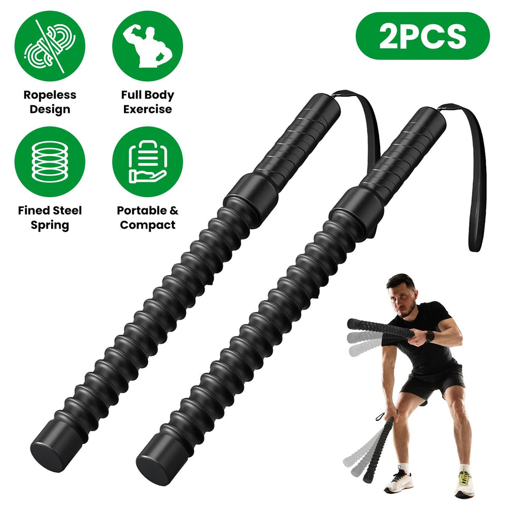 1Pair Ropeless Battle Ropes for Home Portable Compact Workout Exercise Training Battle Rope With Waist Strap for Women Men Strength Training Spring Bar GPCT5400