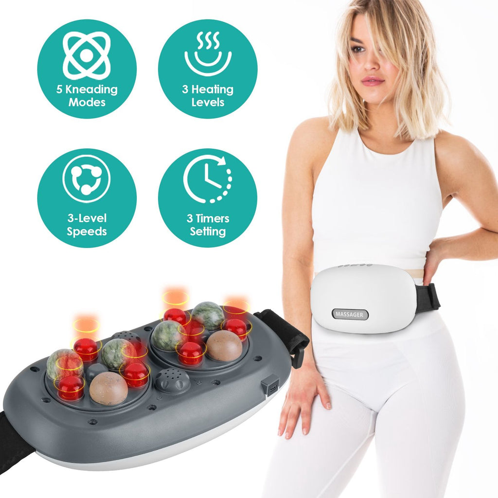 1Pc Abdominal Massager Anti Cellulite Remover Machine Electric Stomach Tummy Massager Automatic Bian Stone Kneading Massager with 5 Modes 3 Heat 3 Speeds 3 Timers for Belly Flattening