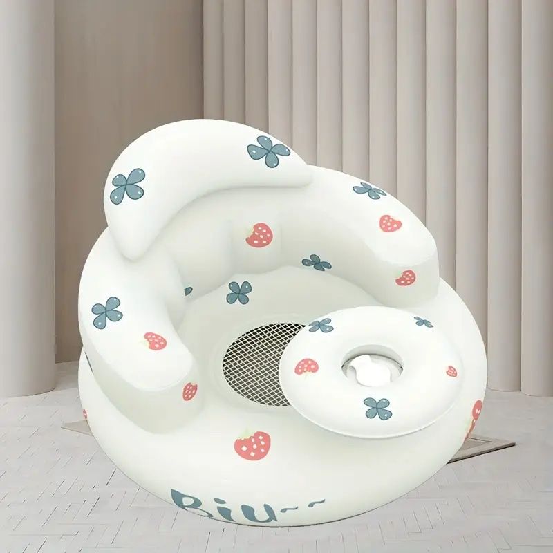 1pc Baby Sofa Chair, Plastic Wraparound Support Seat, Portable Rocking Chair for Infants Aged 3 Months+, Exercise Sitting & Standing, Spine Protection, Boys White Learning Seat