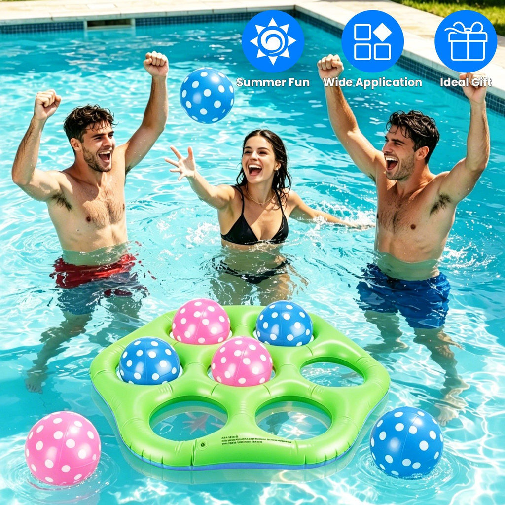 1Pc Inflatable Tic-Tac-Toe Pool Game Set with 7 Balls Summer Water Toy Portable Inflatable Game for Pool Beach Backyard