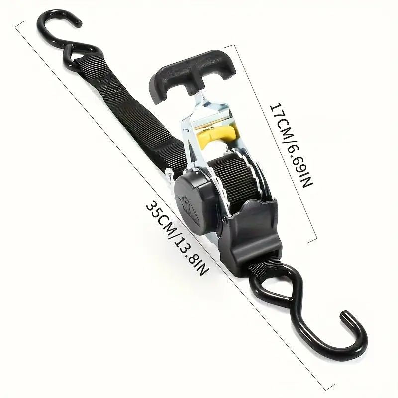 1pc Retractable Ratchet Strap, Self Retractable Tie Down Strap, 10ft Tensile Strength, 1500lbs Tensile Strength, Strong Black Heavy Duty Automatic Ratchet Strap For Securing Cargo, Trucks, Motorcycles