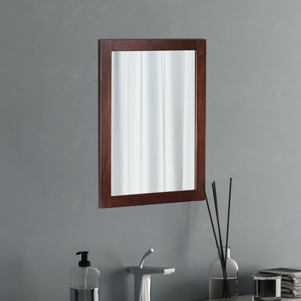 1Pc Wall Mount Mirror 11.8x15.7Inch Wood-Like Frame Rectangle Modern Hanging Mirror for Bathroom Bedroom Living Room