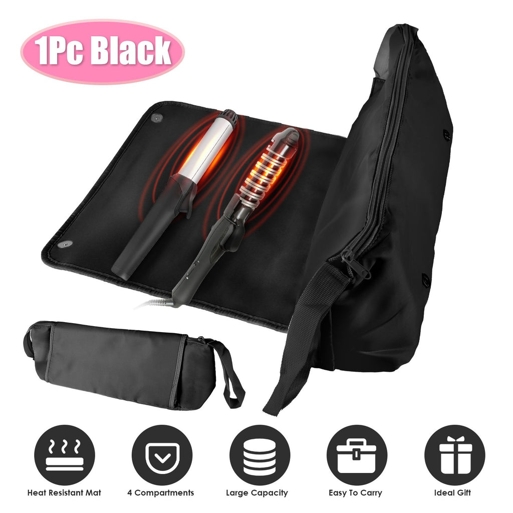 1Pc/2Pcs 2 In 1 Hair Tools Travel Bag and Heat-resistant Mat Curling Iron Travel Case Hair Tool Pouch Holder Organizer for Curling Iron Straightener Hair Dryer