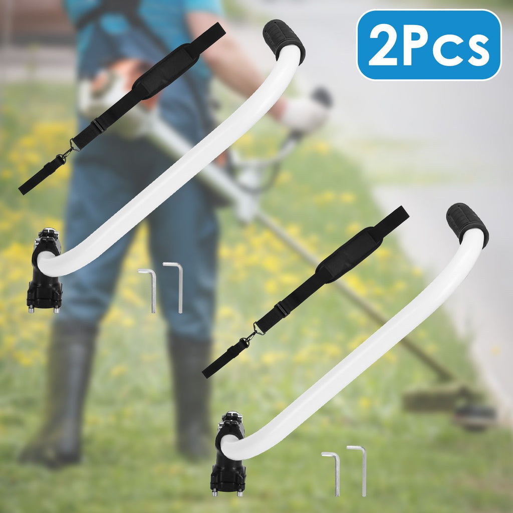 1Pc/2Pcs option Ergonomic Trimmer Handle Grip with Shoulder Strap Universal Fit Lawn Trimmer Extension Handle with Bracket Clamp String Trimmer Handle for Lawn Care Landscaping Yard Edging Handle Only