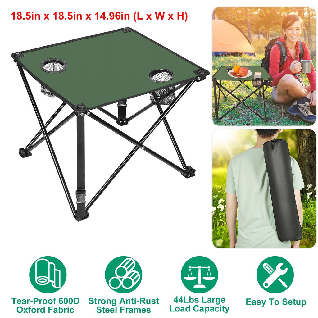 1Pc/2Pcs Options -- Foldable Camping Table Portable Picnic Table Lightweight Travel Desk with 2 Cup Holders Carrying Bag
