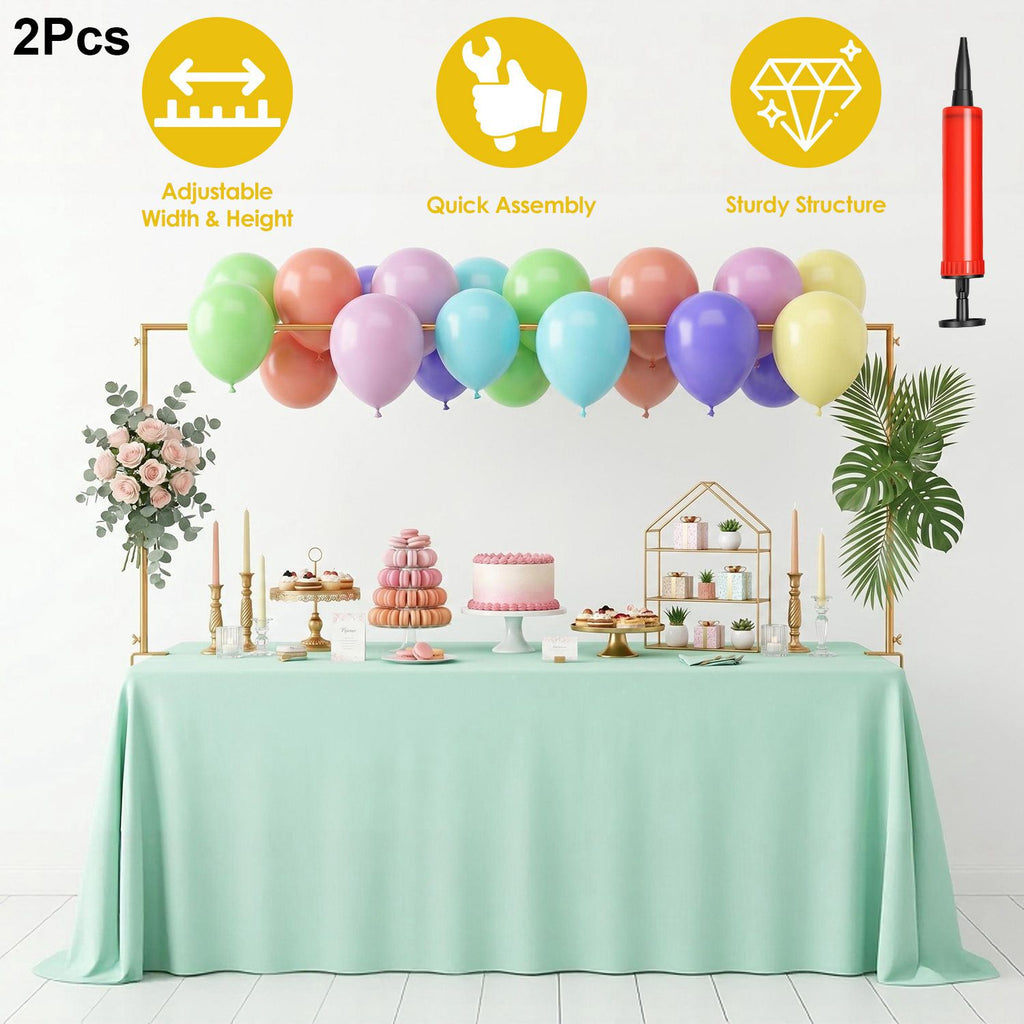 1Pc/2Pcs Over The Table Rod Stand with Clamps 32"-113" Width 33"-76" Height Adjustable Metal Table Arch Stand for Balloon Garland Floral Decorations Dessert Table Wedding Birthday Party Decor Kit