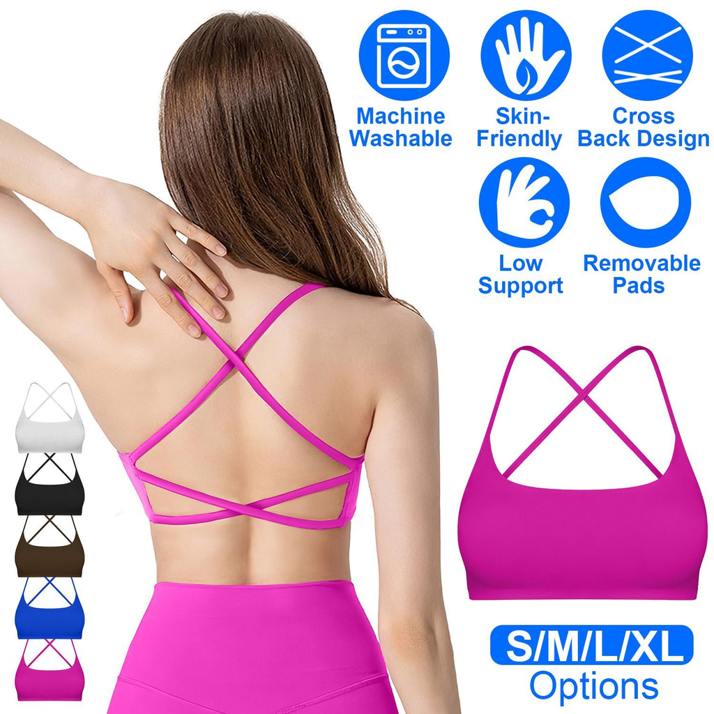 1Pc/3Pcs Women Cross Back Sport Bras Padded Strappy Crop Open Back Low Impact Bras Sexy Fitness Tank Tops