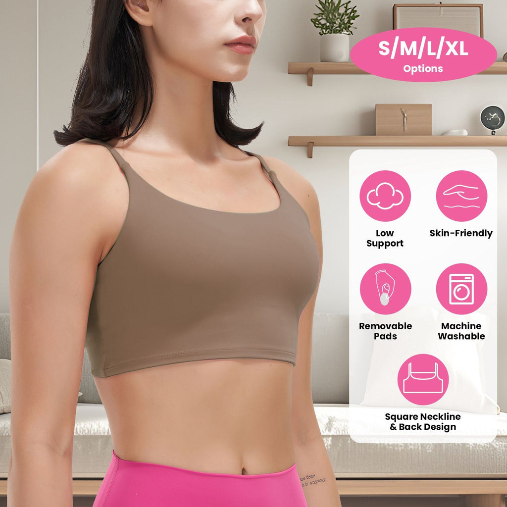 1Pc/3Pcs Women Strap Sport Bras Padded Strappy Crop Square Neck Low Impact Bras Sexy Fitness Tank Tops