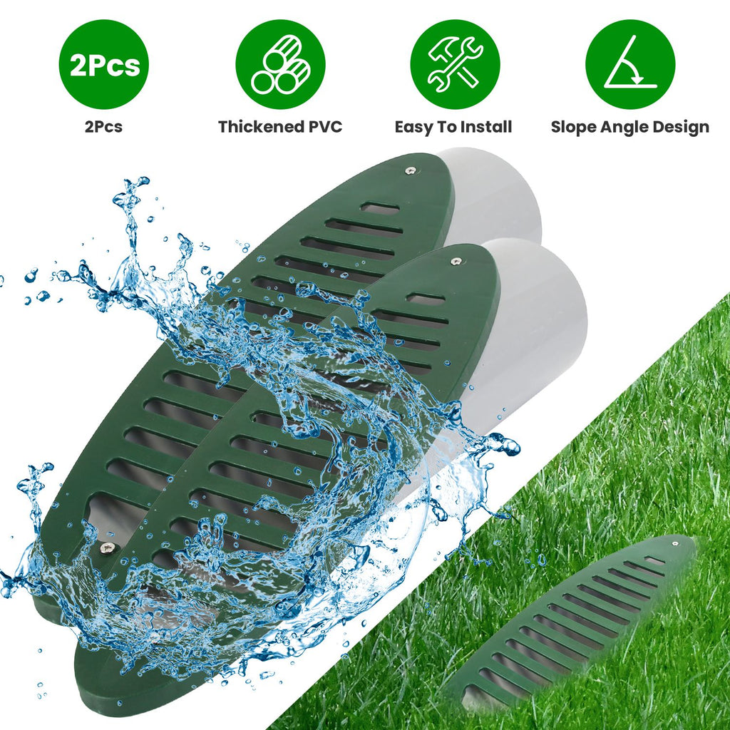 1Pcs/2Pcs 4Inch Green Angled Yard Drainage Pipe With Sloped Grate Yard Drain Emitter For Sump Pump Discharge Downspout Extensions Inlet Outlet Yard Drain Compatible With 4' Connections