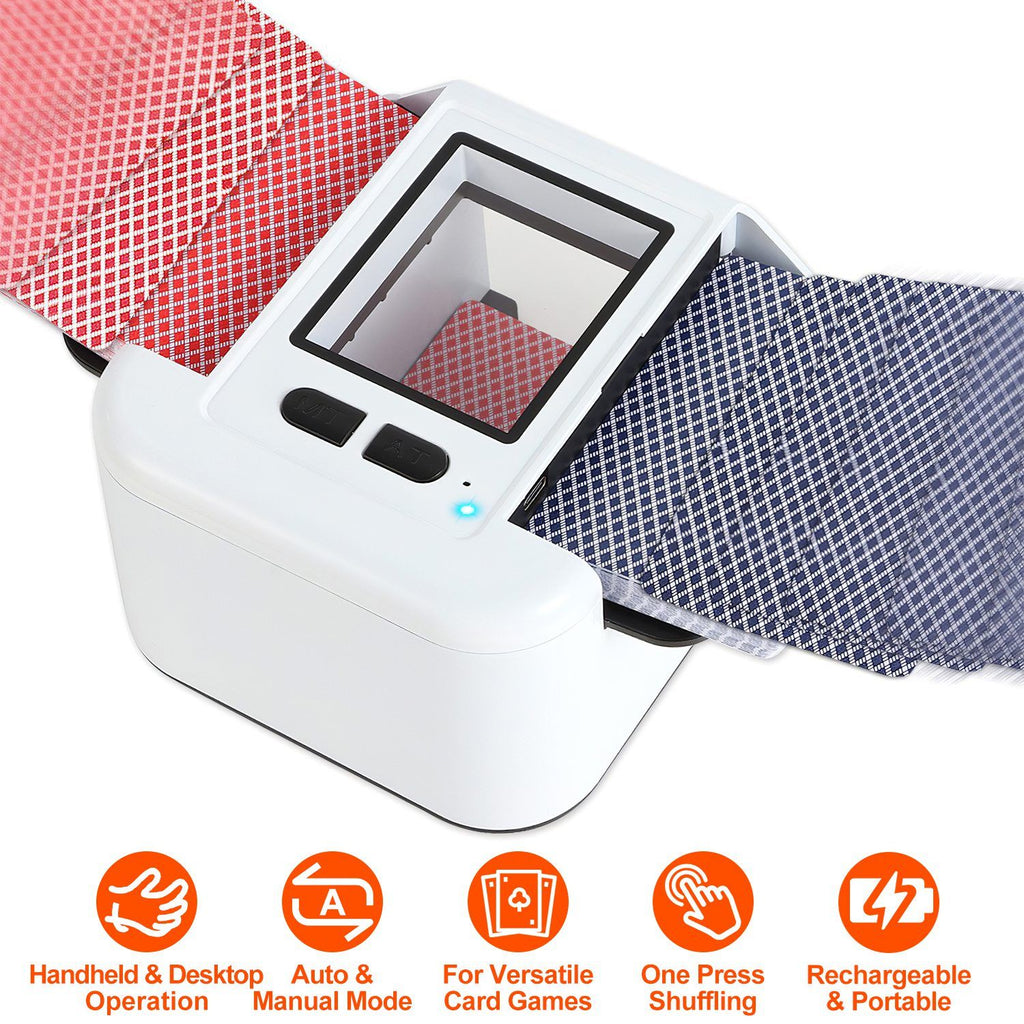 2 Deck Rechargeable Automatic Card Shuffler Professional Card Shuffler for for Texas Hold'em Poker UNO with Auto Manual Mode Handheld Desktop GPCT5422