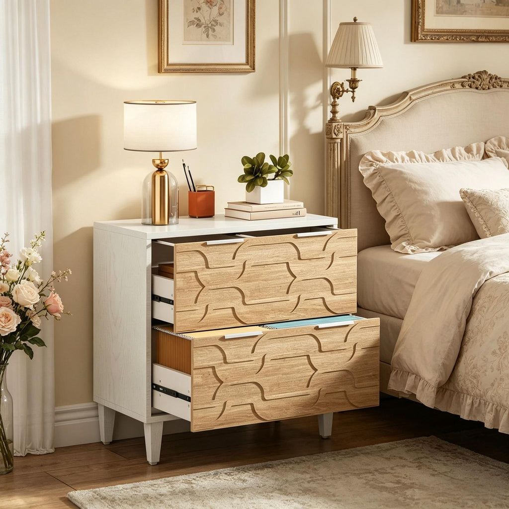 2-Drawer Wood File Cabinet for A4/Letter/Legal Size - Vertical Storage Cabinet Office Furniture