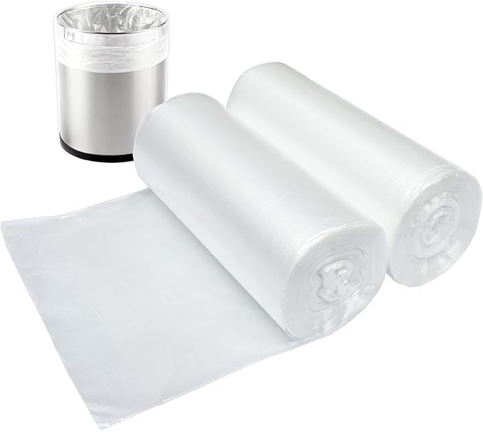 2 Gallon Small Plastic Trash Bags Liters Clear Wastebasket Liners Garbage Bags for Home