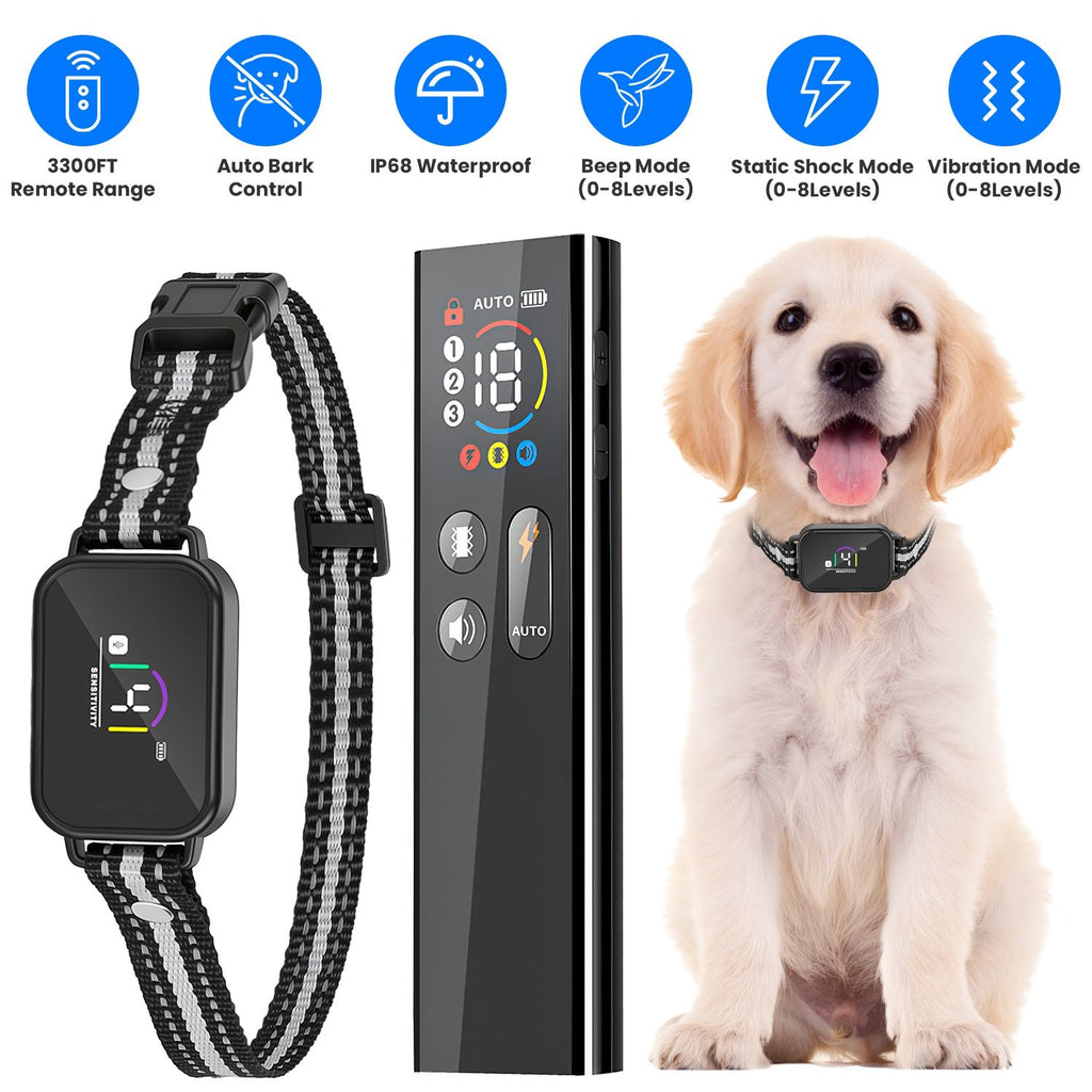 2-in-1 Dog Shock and Bark Collar Dog Training Collar with Remote 1/2/3 Collars(Options) Rechargeable IP68 Waterproof with 3 Channels for Medium and Small Dogs