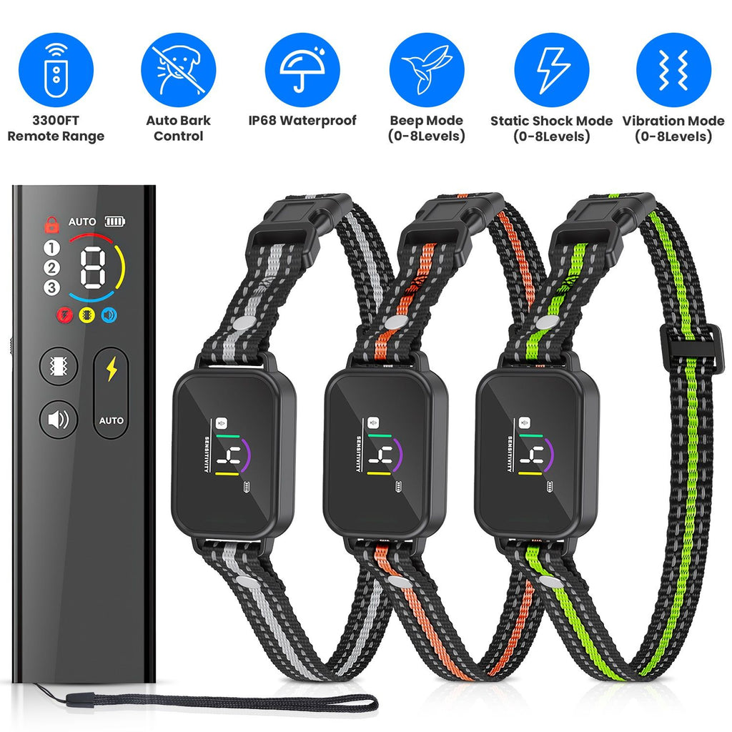 2-in-1 Dog Shock and Bark Collar Dog Training Collar with Remote 1/2/3 Collars(Options) Rechargeable IP68 Waterproof with 3 Channels for Medium and Small Dogs