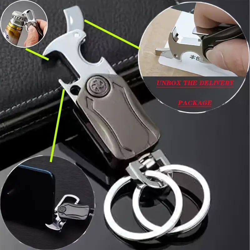 2-in-1 LED Spinning Top Keychain with Popular Spinning Top Multifunctional Keychain for Men EDC Tool 4-in-1 Fidget Spinner, Quick Letter Opener, And Bottle Opener, Portable Relax Keychain
