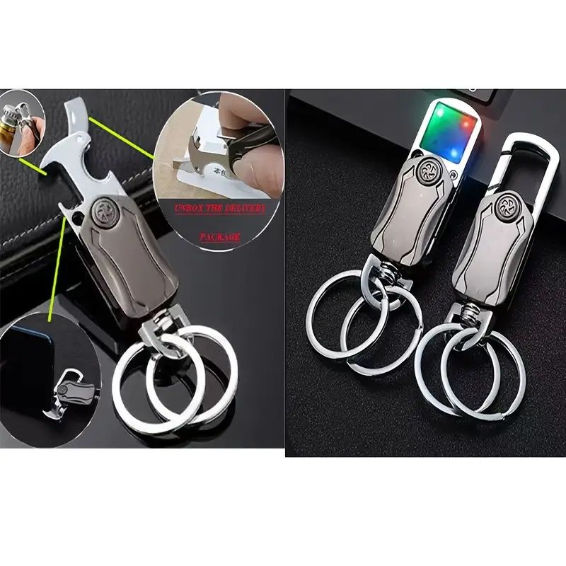 2-in-1 LED Spinning Top Keychain with Popular Spinning Top Multifunctional Keychain for Men EDC Tool 4-in-1 Fidget Spinner, Quick Letter Opener, And Bottle Opener, Portable Relax Keychain